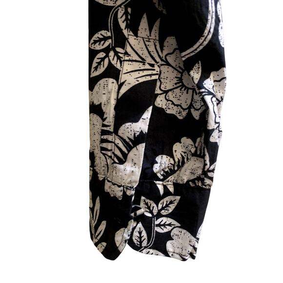 Tulip Sadie Blouse Shirt Women Size Small Black White Floral Cotton Relaxed Fit - Picture 4 of 10